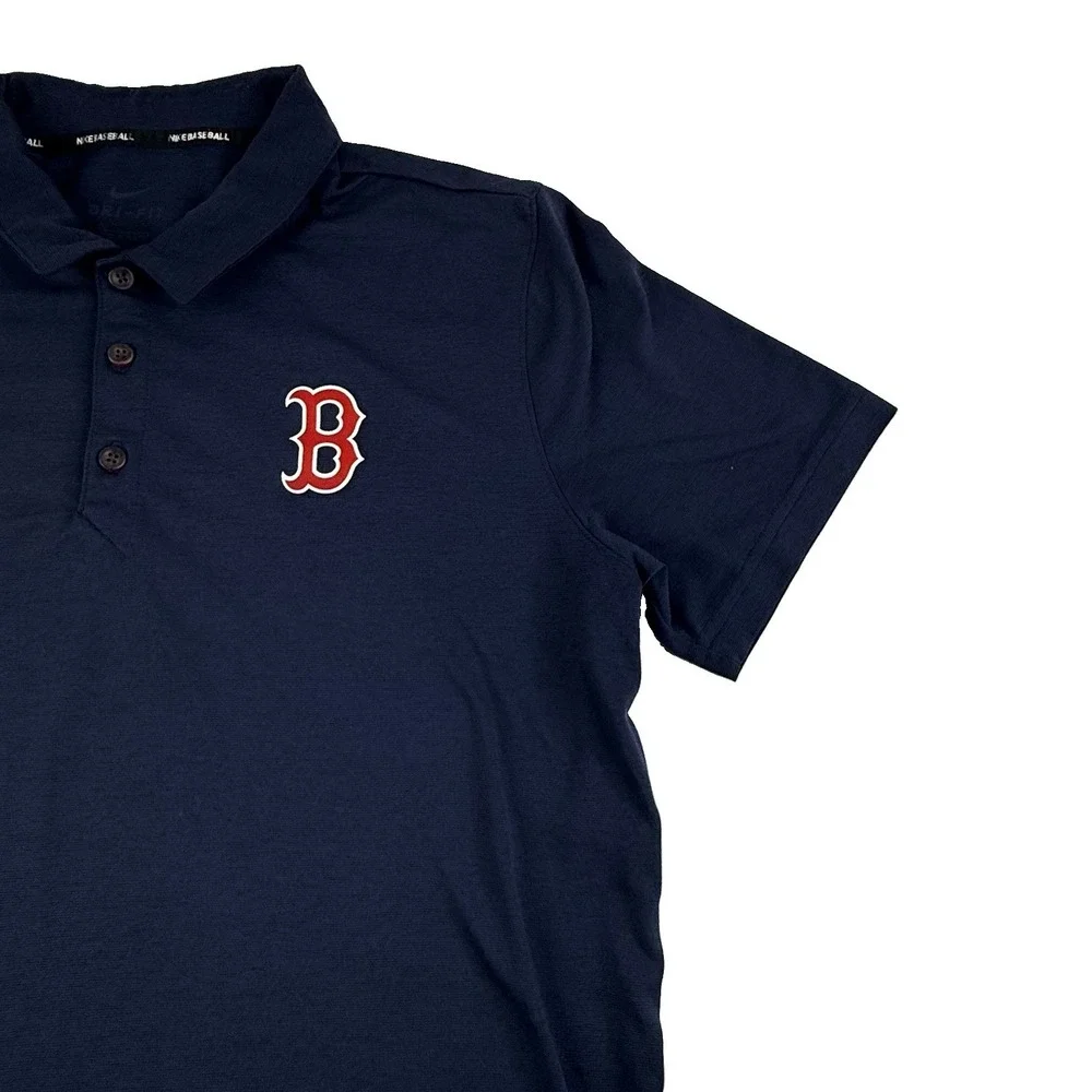Nike Baseball Dri-Fit Performance Polo Boston Red Sox Navy Blue Mens Medium